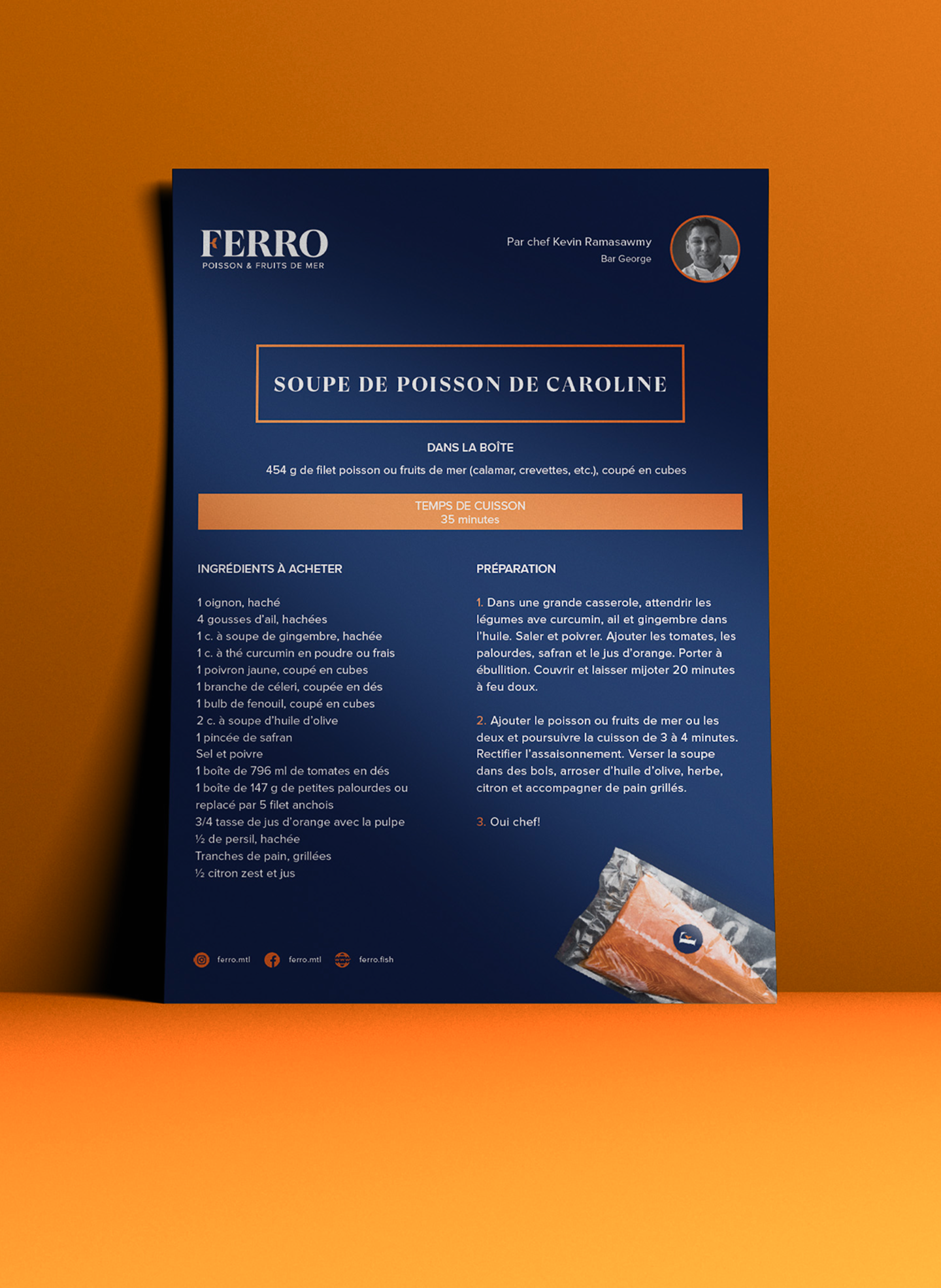 FERRO Poisson & Fruits de Mer delivers fresh seafood straight to your door, complete with chef-curated recipe cards. These modern, easy-to-follow designs elevate the at-home dining experience with a premium, restaurant-quality touch.