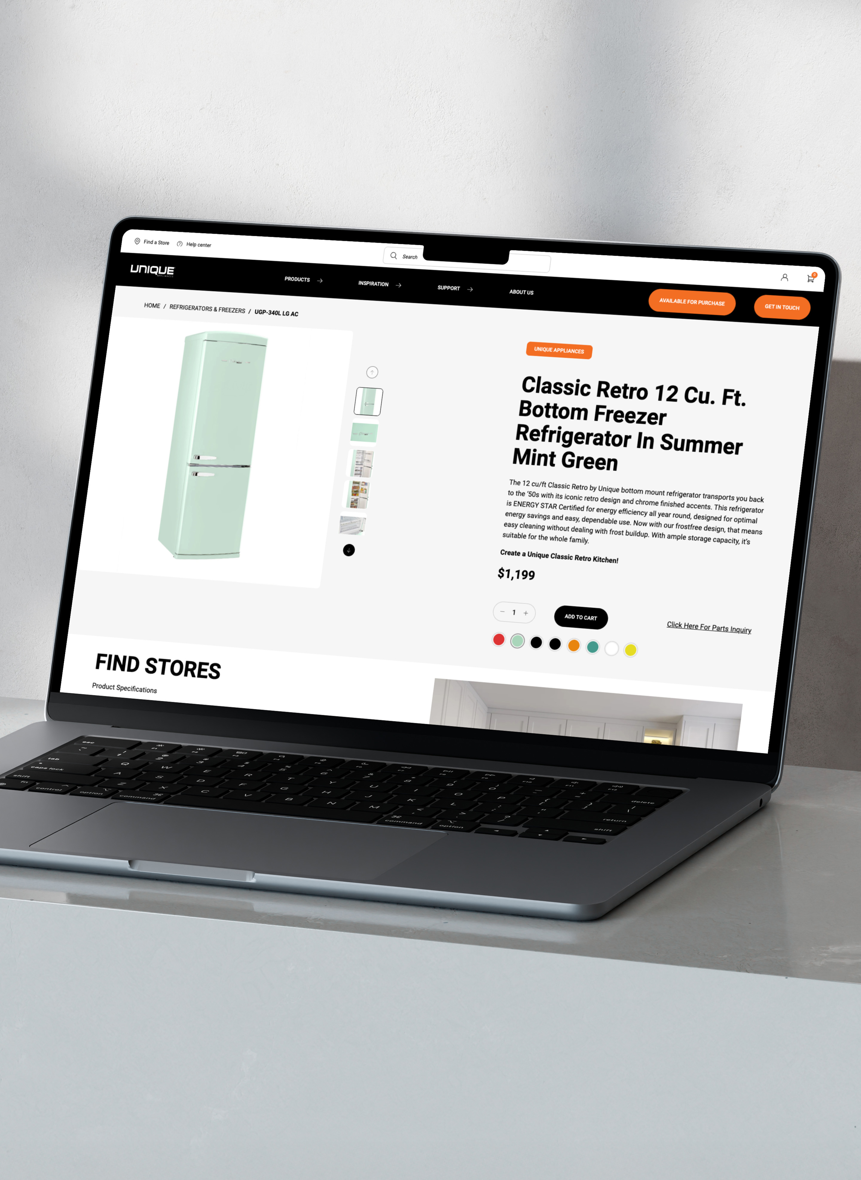 I worked on the UI for Unique Appliances’ e-commerce website, focusing on improving usability and product discoverability. I designed hover interactions on the hero image that allow users to explore and click on appliances, and created custom “Electric,” “Solar,” and “Propane” icons and product tags to help users quickly identify each product type.