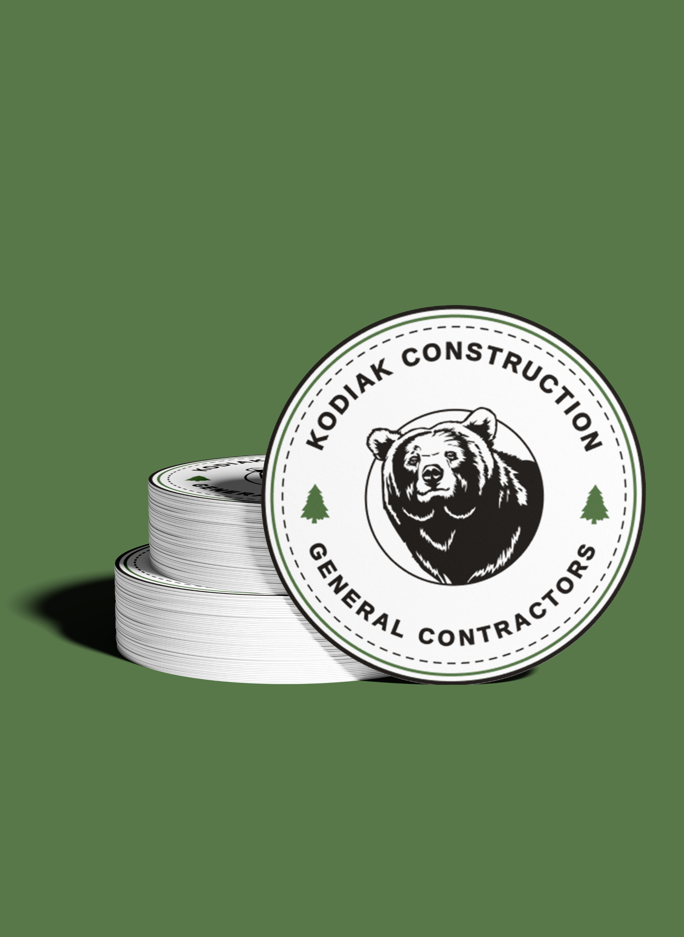 I created a bold and professional brand identity for Kodiak Construction, featuring a strong bear emblem to represent reliability and strength. The design was applied across business cards, promotional stickers, and custom patches for their workwear, ensuring a cohesive and impactful brand presence.