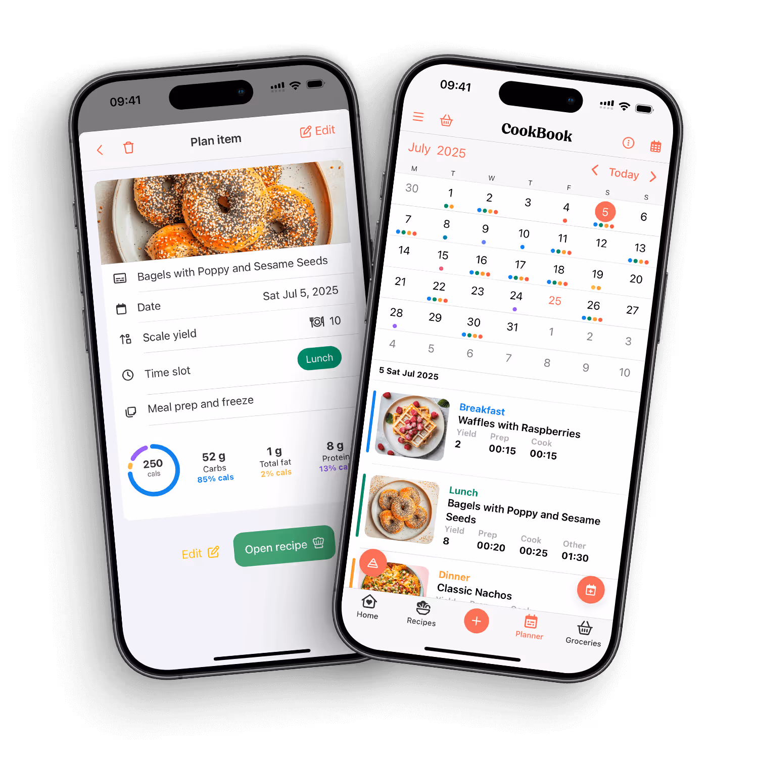 2 devices showing the cookbook app