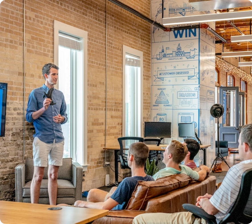 a team of people at business meetings in an event space