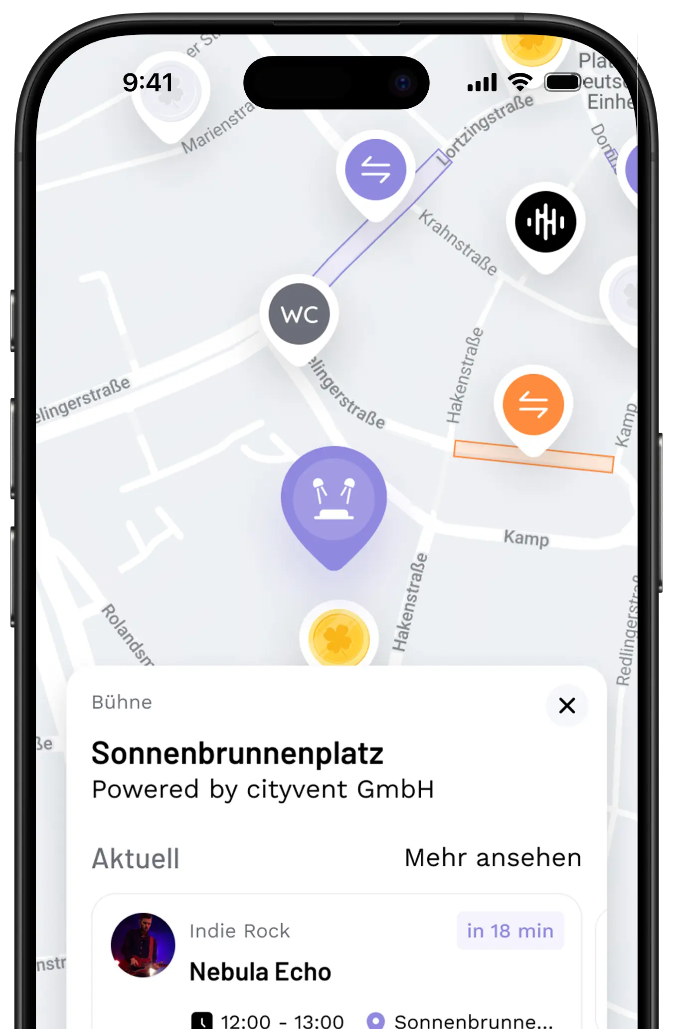 Interaktive Karte in der cityvent App