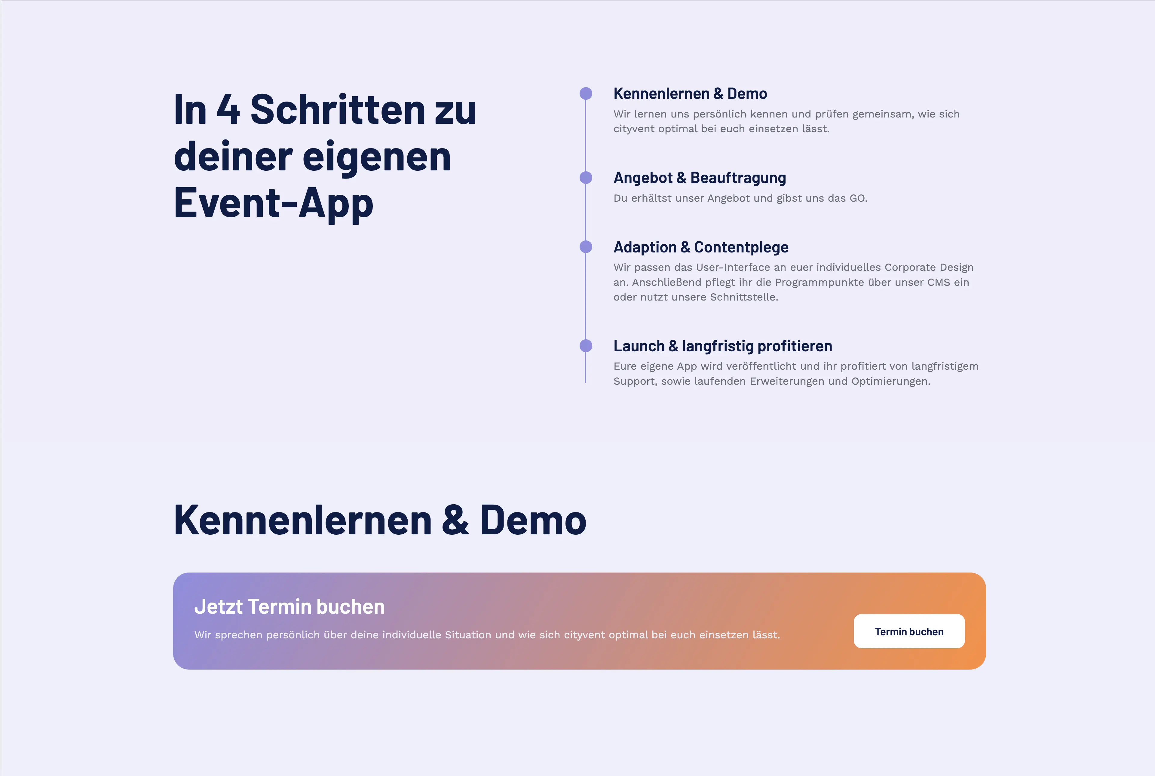 Textbereich auf der cityvent Website