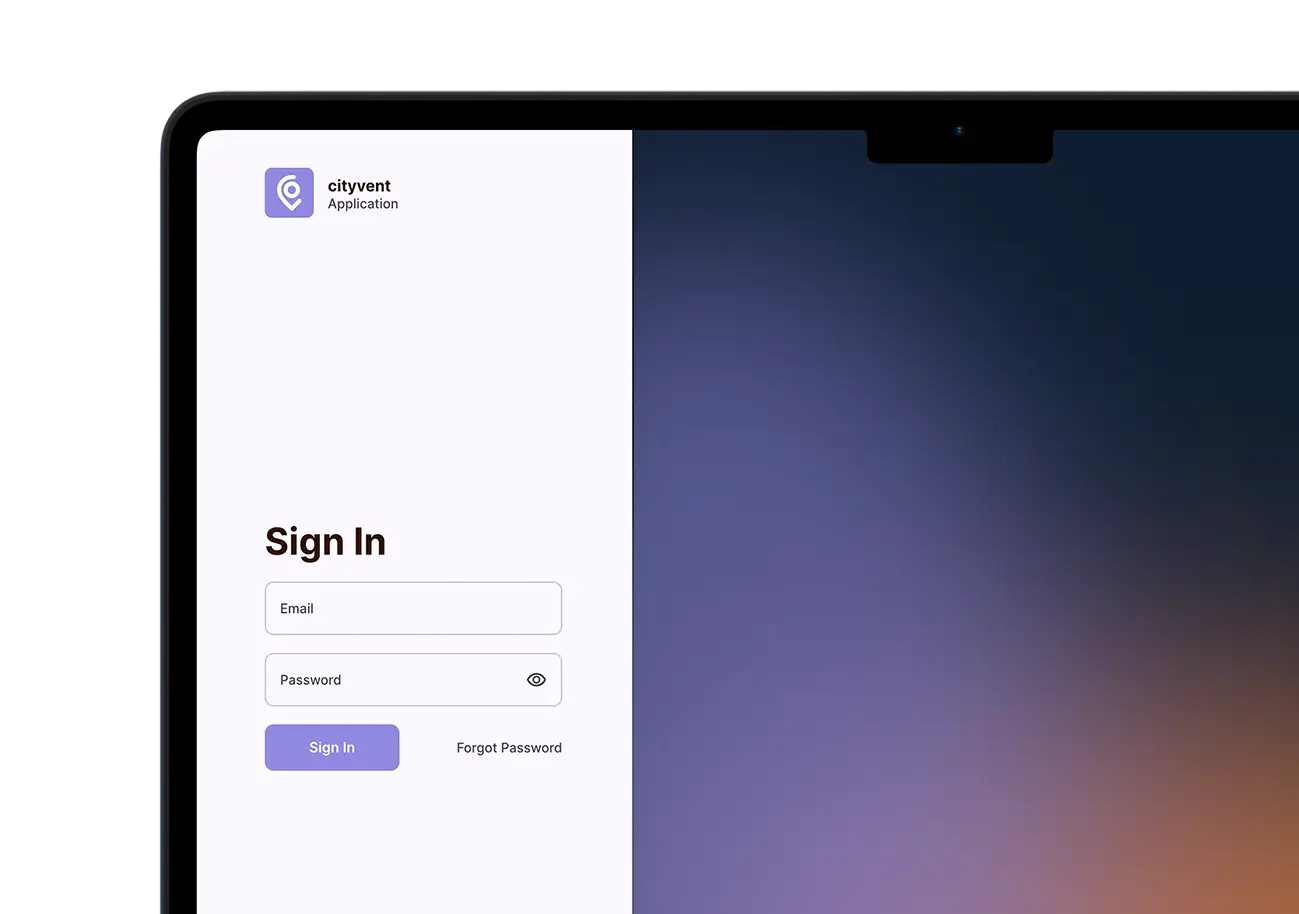 cityvent Portal Login Screen