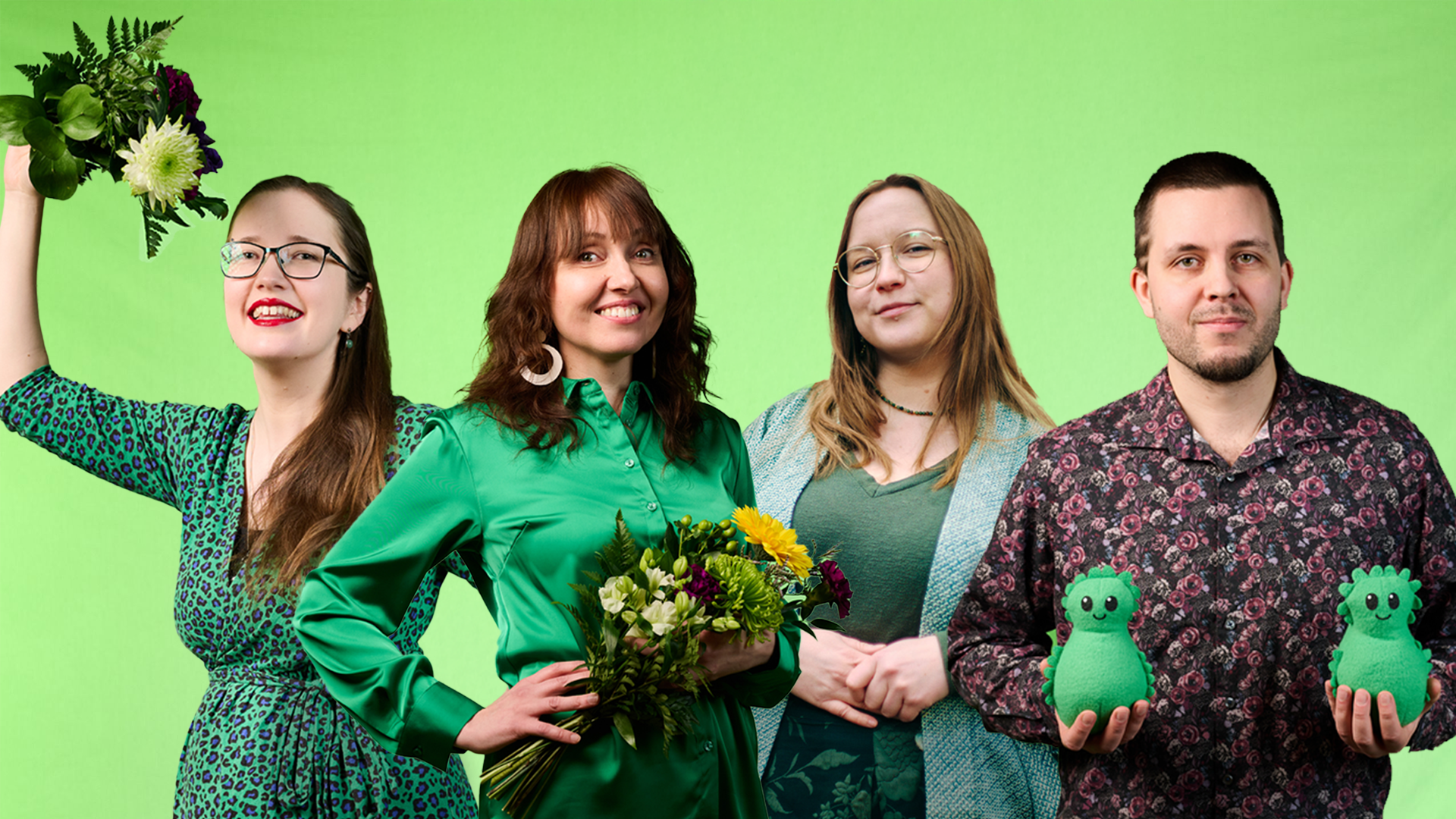 Kuvassa Puskan työntekijät Doris, Sirkku, Marika ja Anton