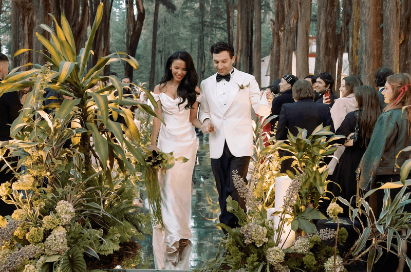 A stylish forest affair where guests met the enchanting embrace of nature.
