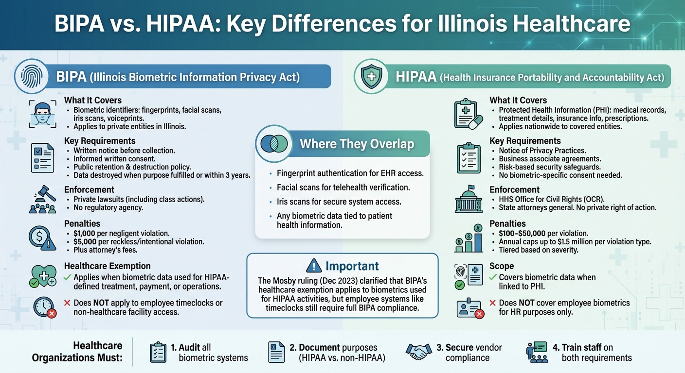 BIPA vs HIPAA Comparison Chart for Healthcare Organizations