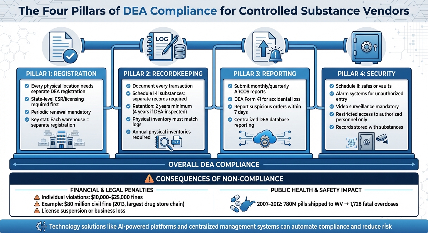 DEA Compliance Four Pillars Framework for Controlled Substance Vendors