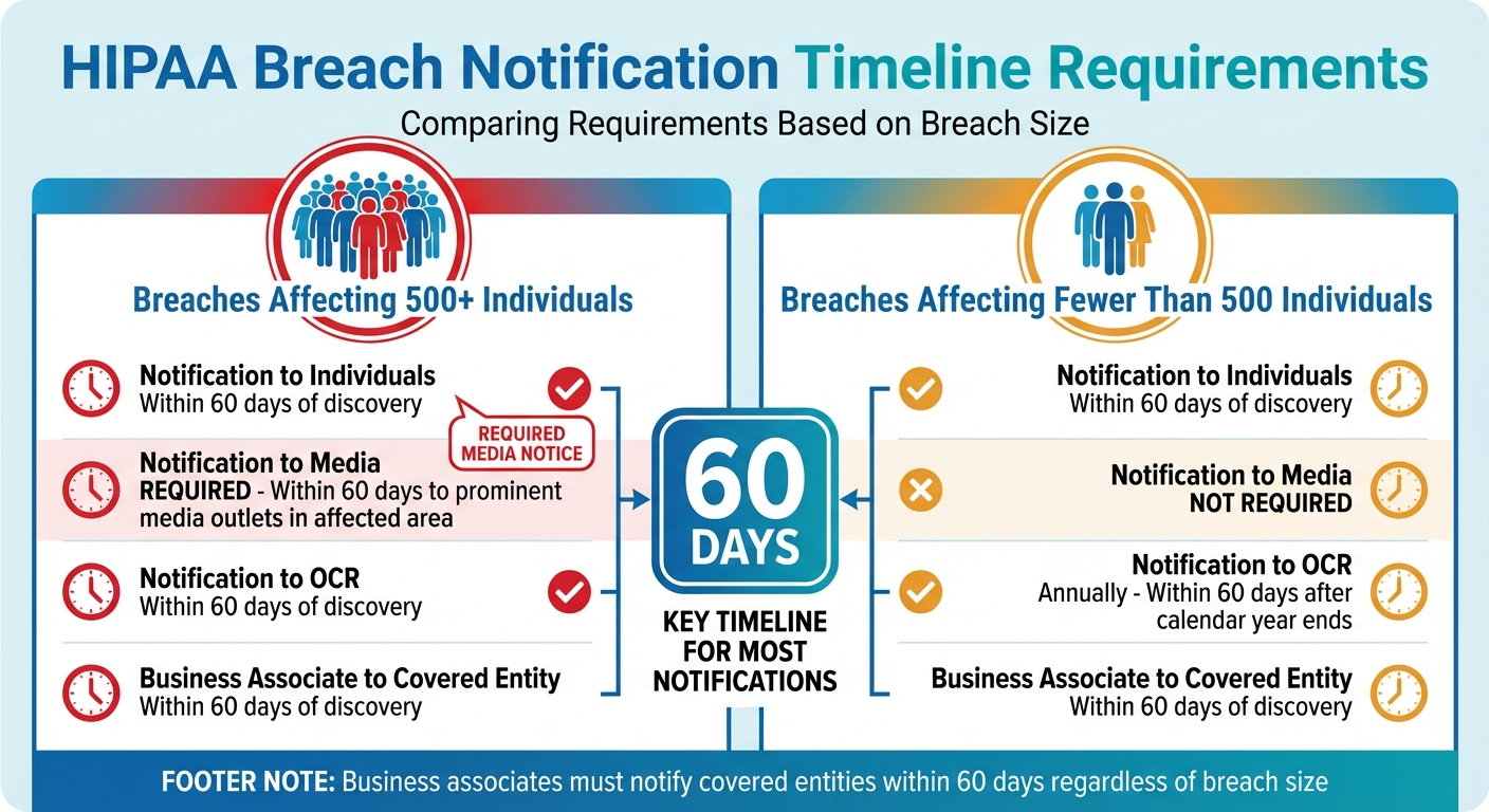 HIPAA Breach Notification Timeline Requirements by Breach Size