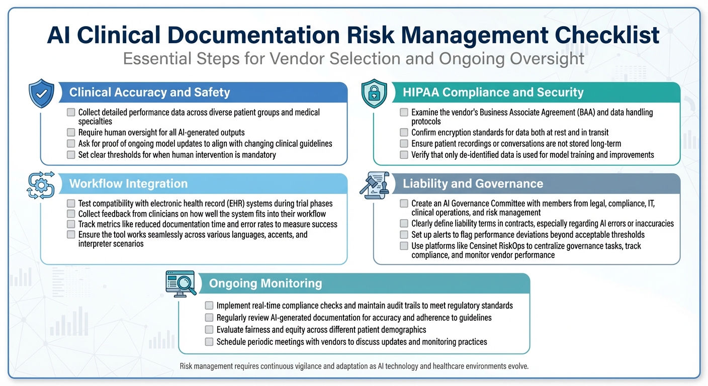 AI Clinical Documentation Risk Management Checklist for Healthcare Organizations