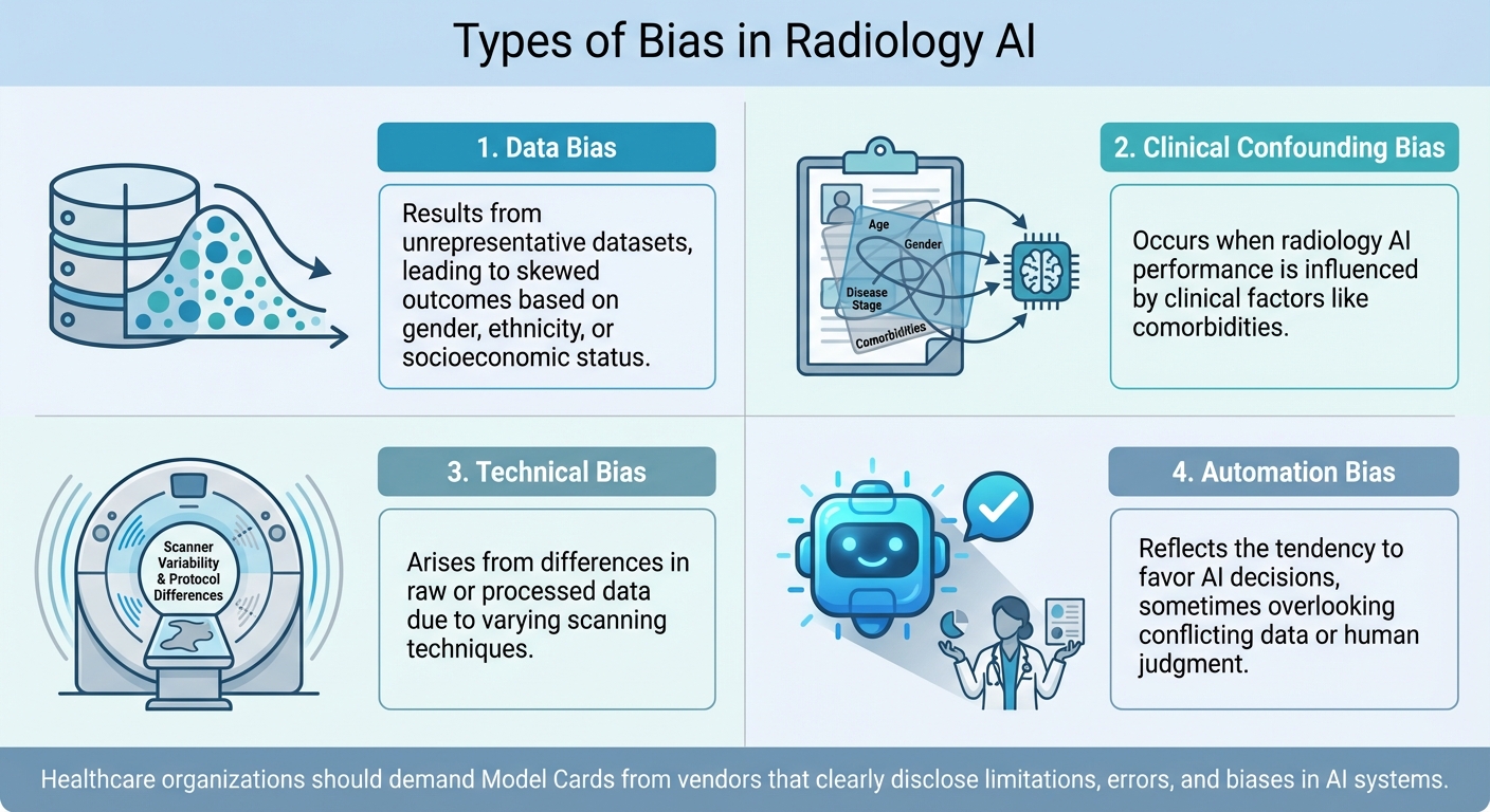 Four Types of Bias in Radiology AI Systems