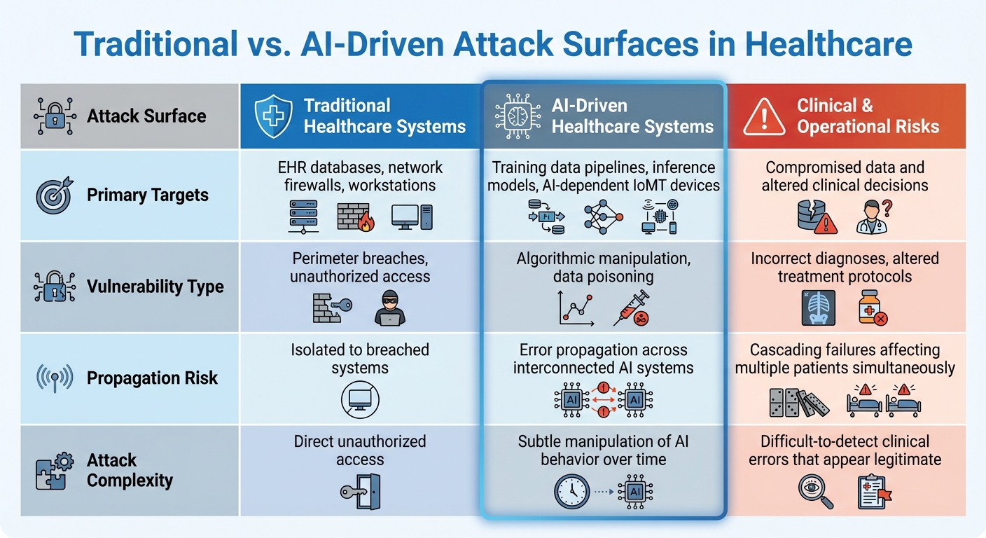 Traditional vs AI-Driven Healthcare Cybersecurity Attack Surfaces