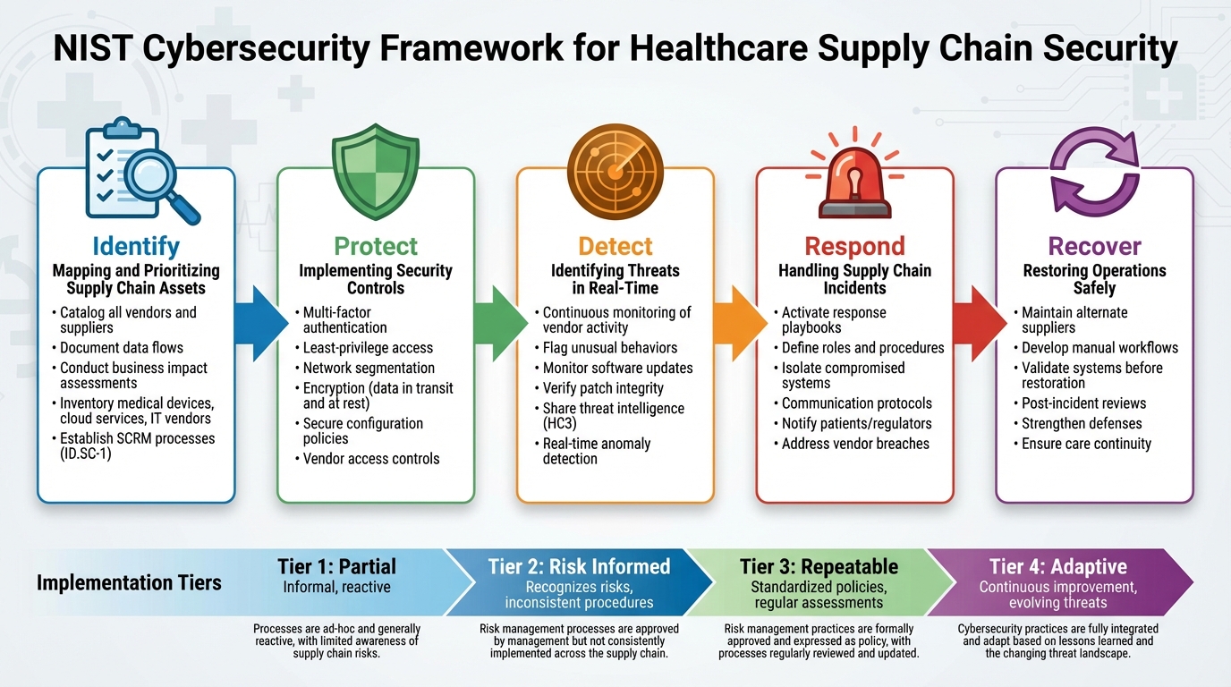 NIST Framework Five Core Functions for Healthcare Supply Chain Security