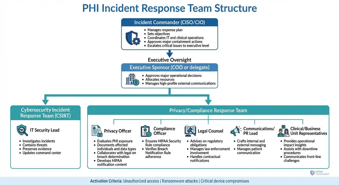 PHI Incident Response Team Structure and Roles