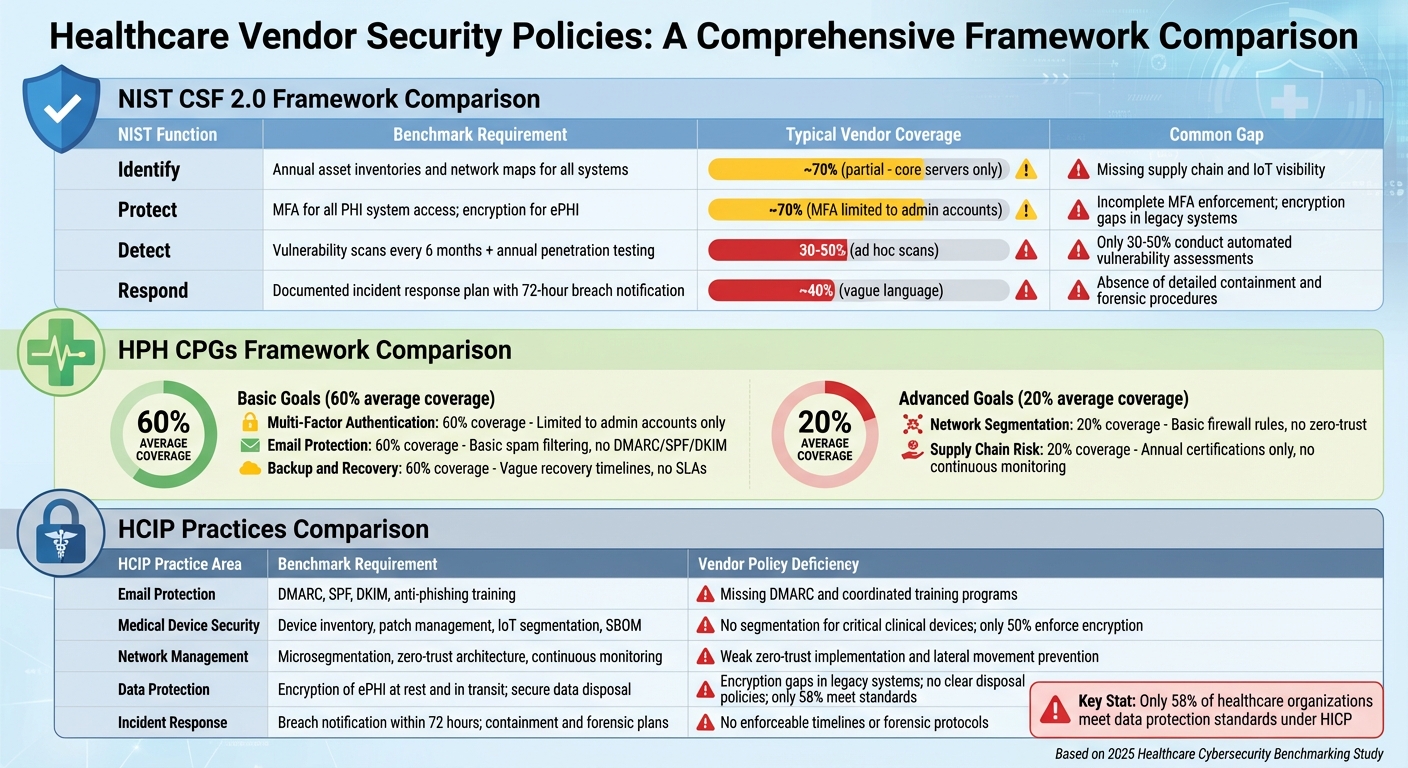 Vendor Security Policy Gaps vs Healthcare Industry Benchmarks Comparison