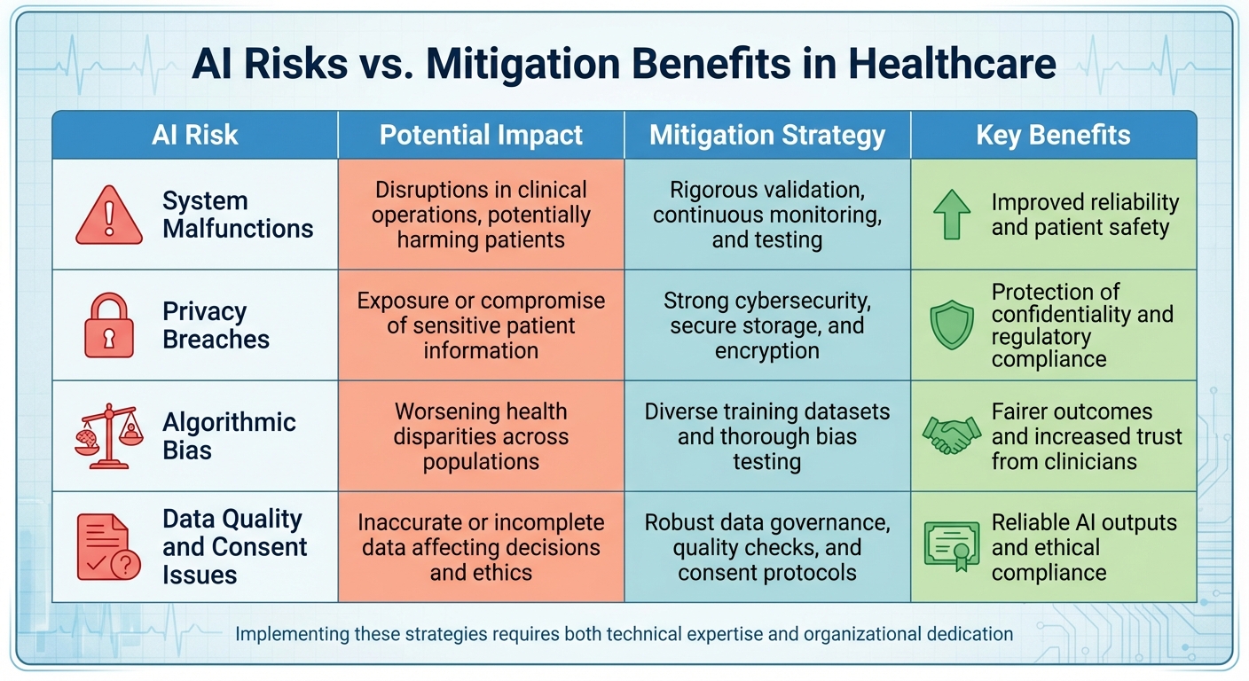 Healthcare AI Risks and Mitigation Strategies Comparison Table