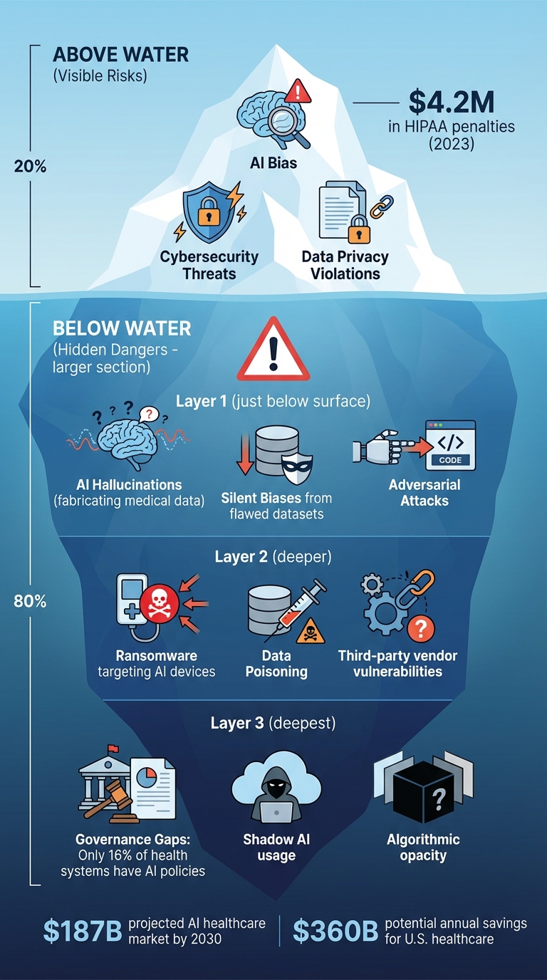 AI Risk Iceberg in Healthcare: Visible and Hidden Threats