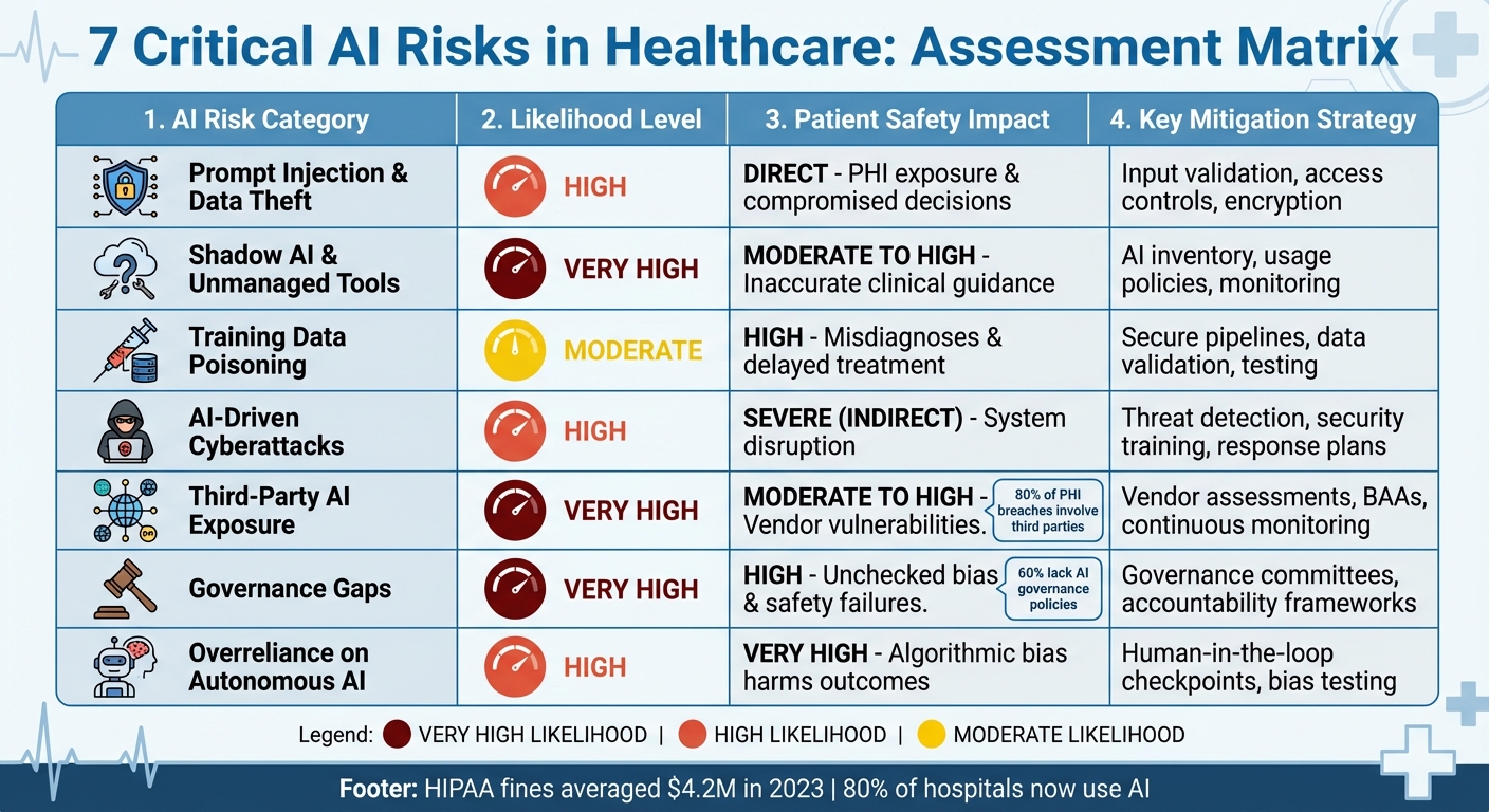 7 Critical AI Risks in Healthcare: Likelihood, Impact, and Mitigation Strategies