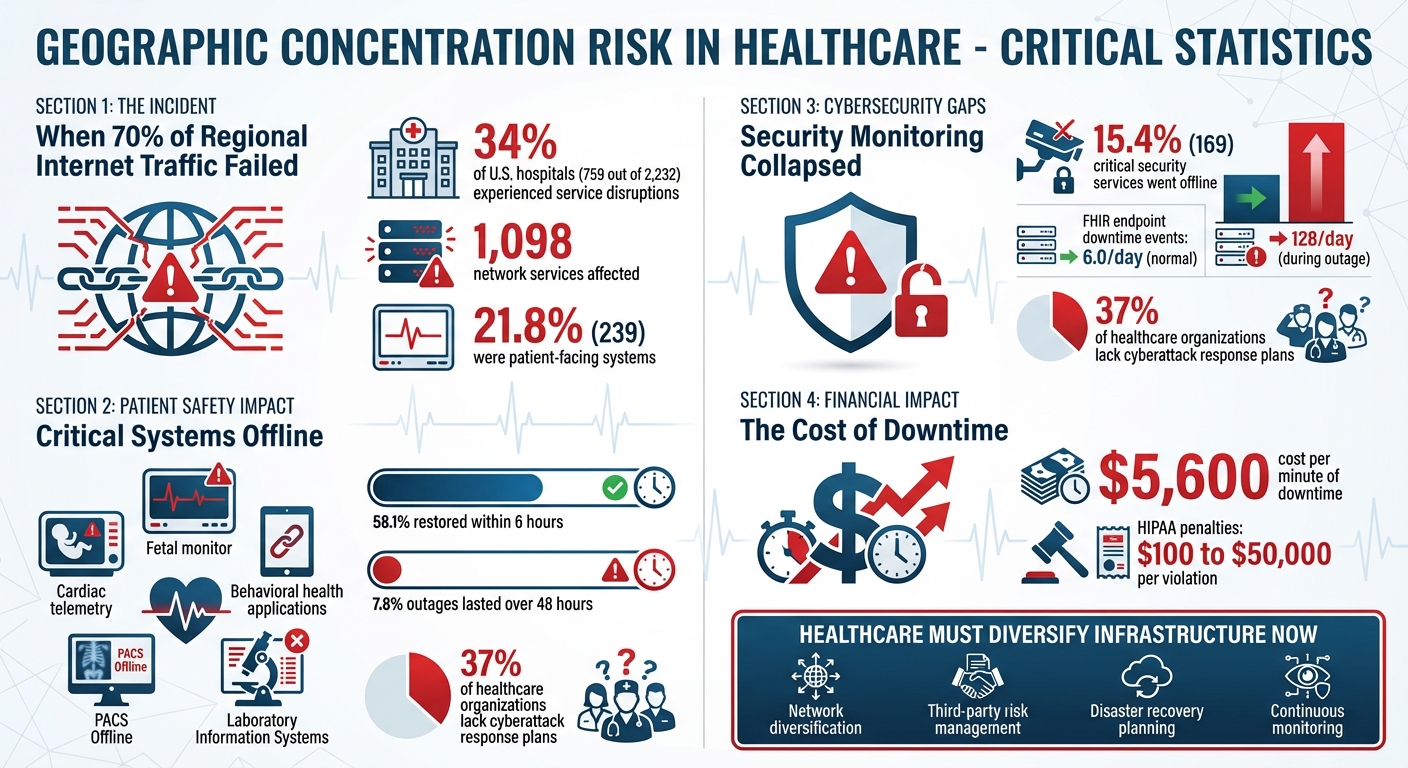 Impact of Geographic Concentration Risk on Healthcare: Key Statistics from the 70% Regional Internet Failure