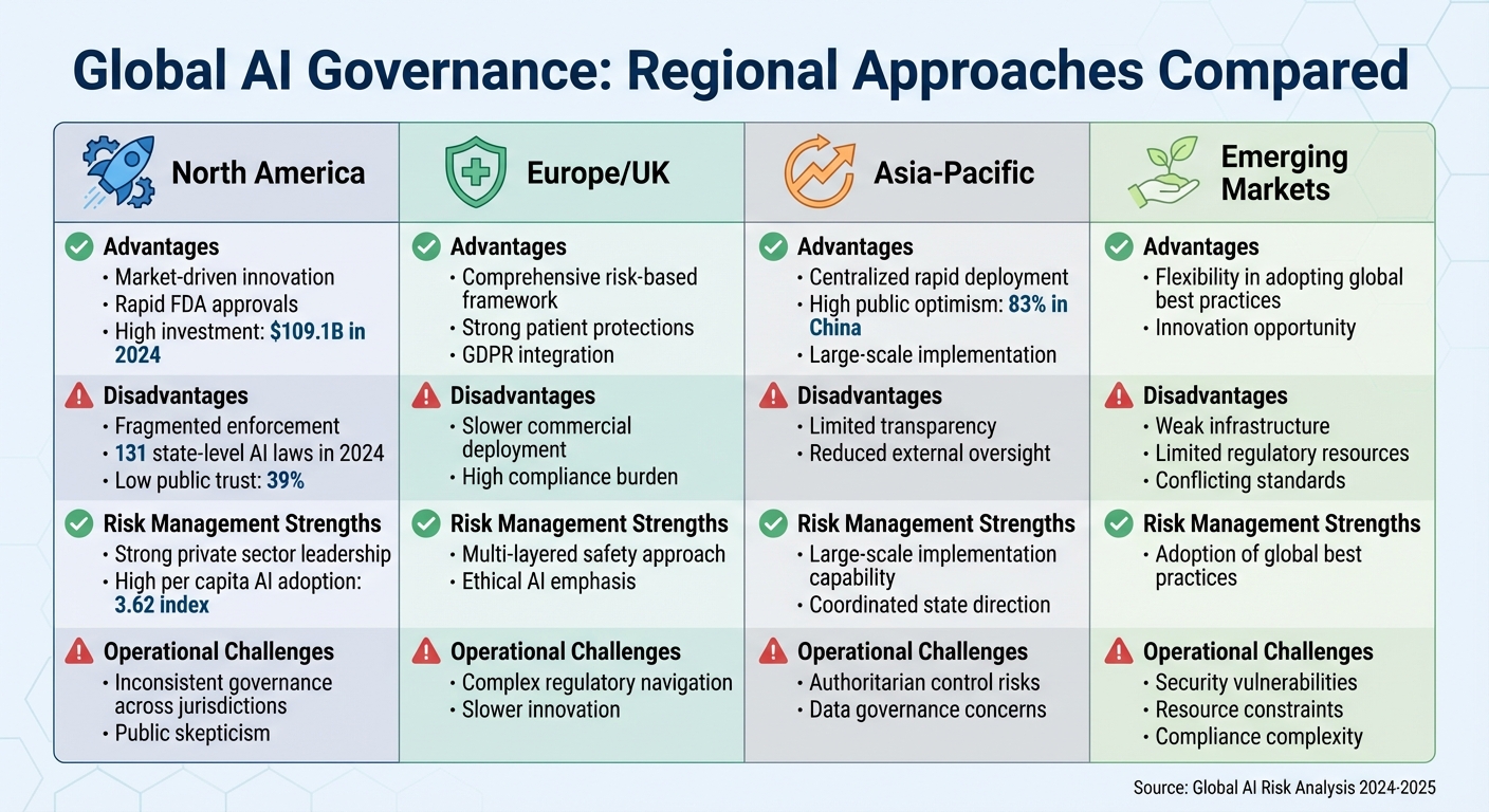 Global AI Governance: Regional Approaches to Managing AI Risks