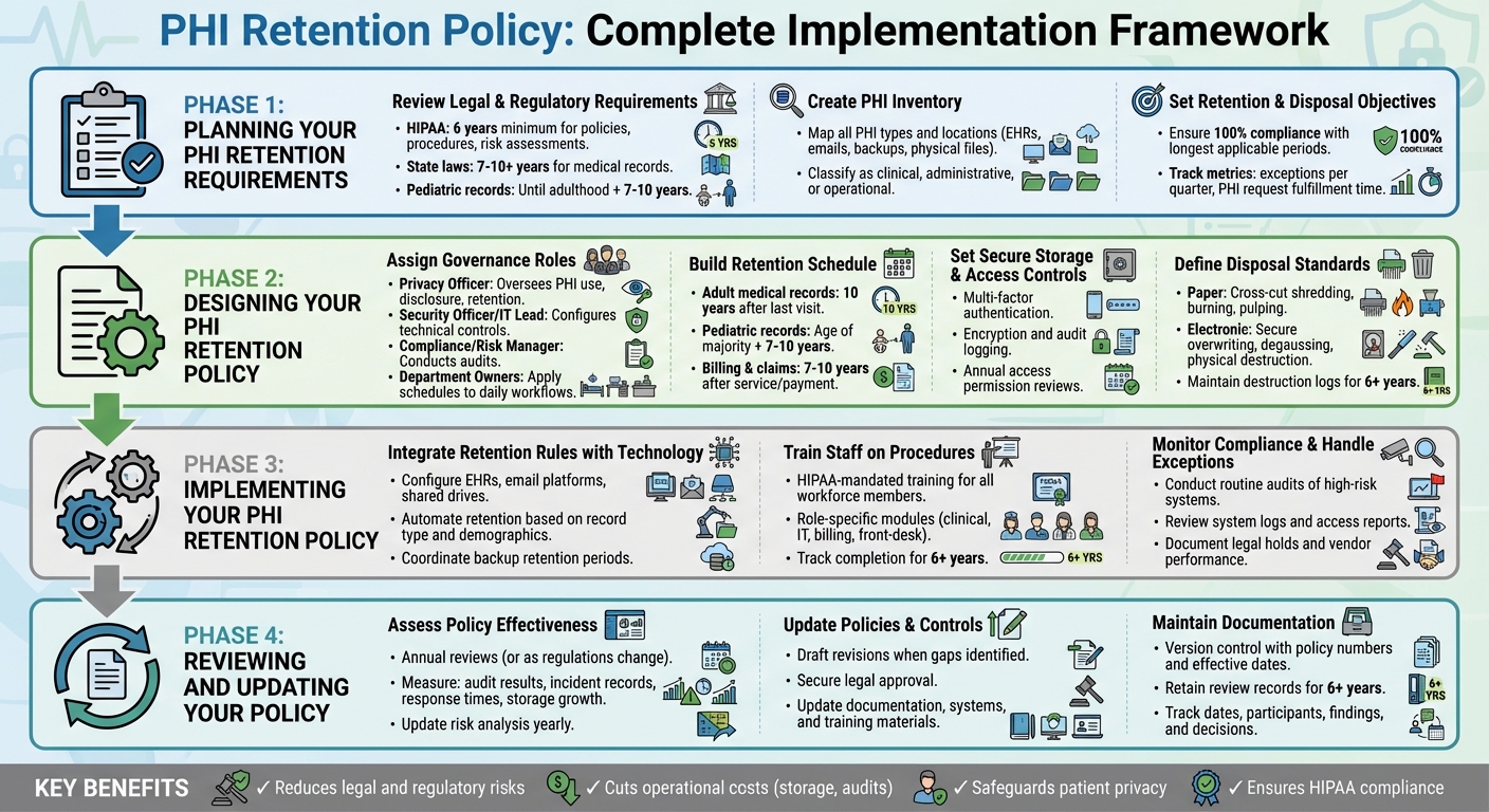 PHI Retention Policy Implementation: 4-Phase Framework for HIPAA Compliance
