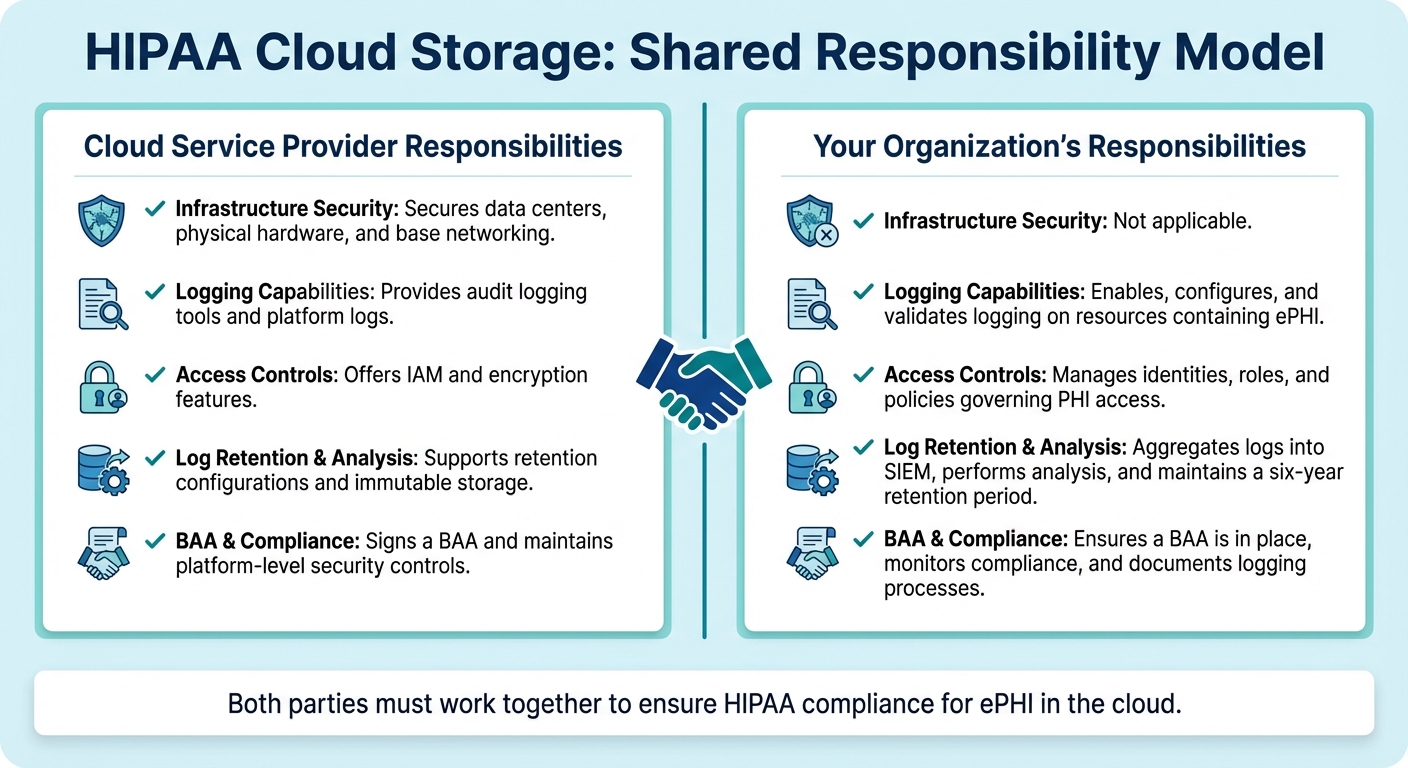 HIPAA Cloud Storage Shared Responsibility Model for Audit Logging