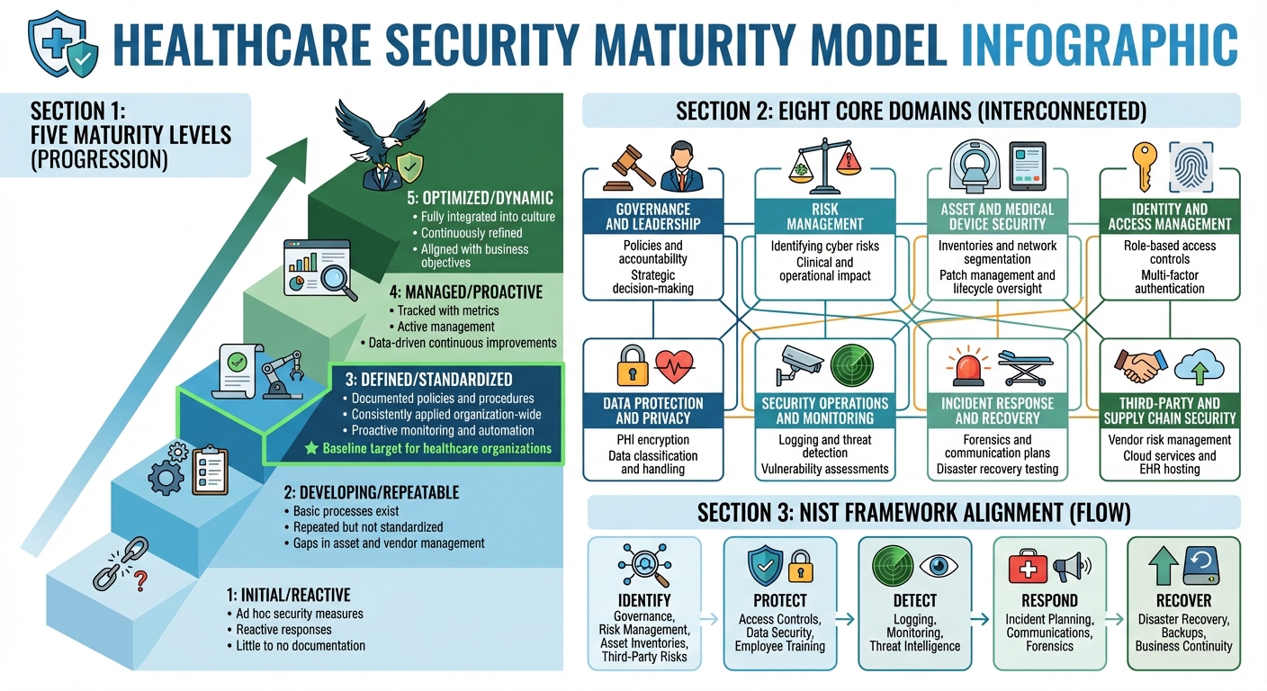 Healthcare Cybersecurity Maturity Model: 5 Levels and 8 Core Domains