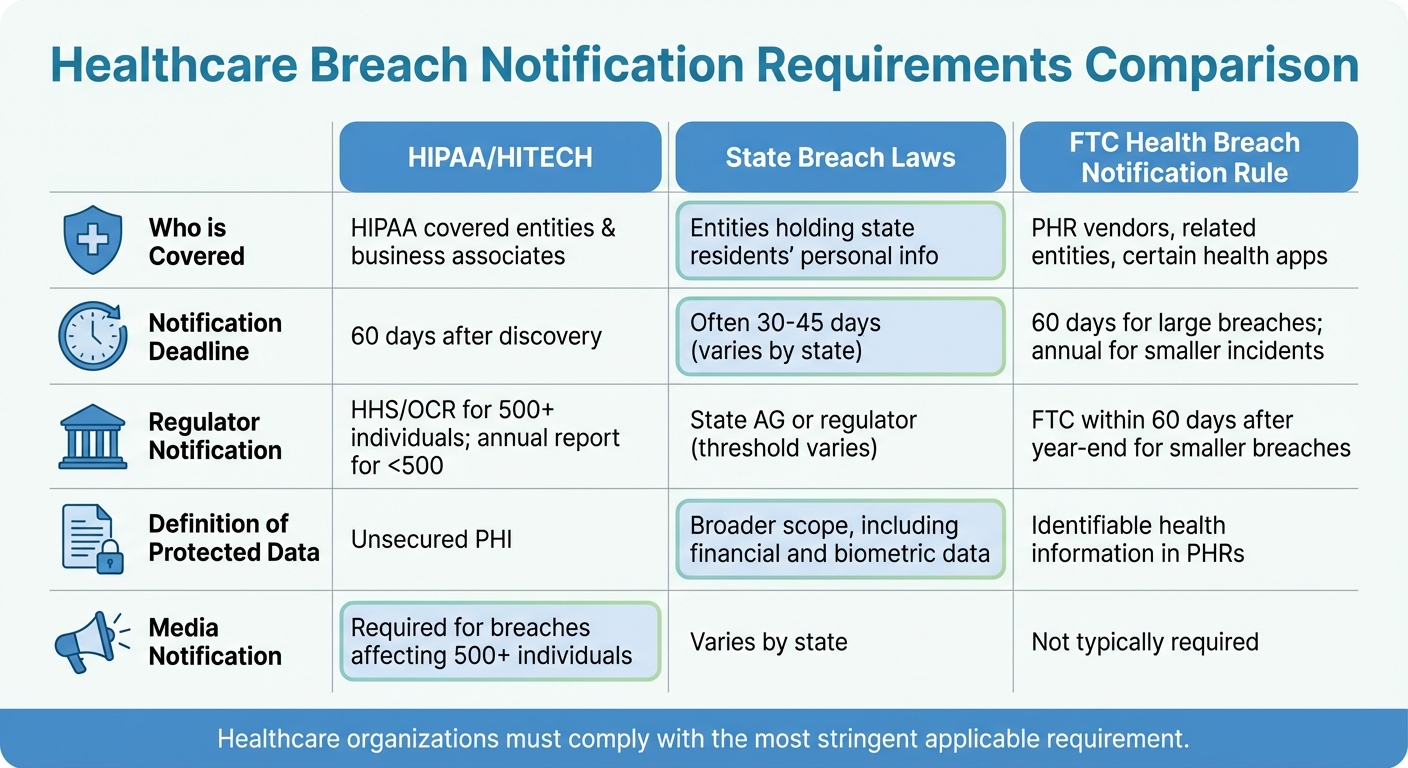 Healthcare Breach Notification Requirements: HIPAA vs State Laws vs FTC Rules