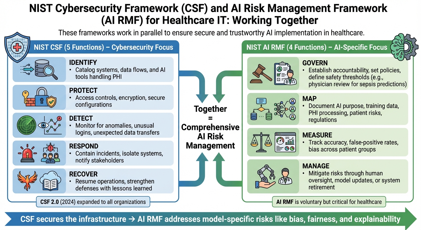 NIST CSF vs AI RMF Framework Functions for Healthcare IT