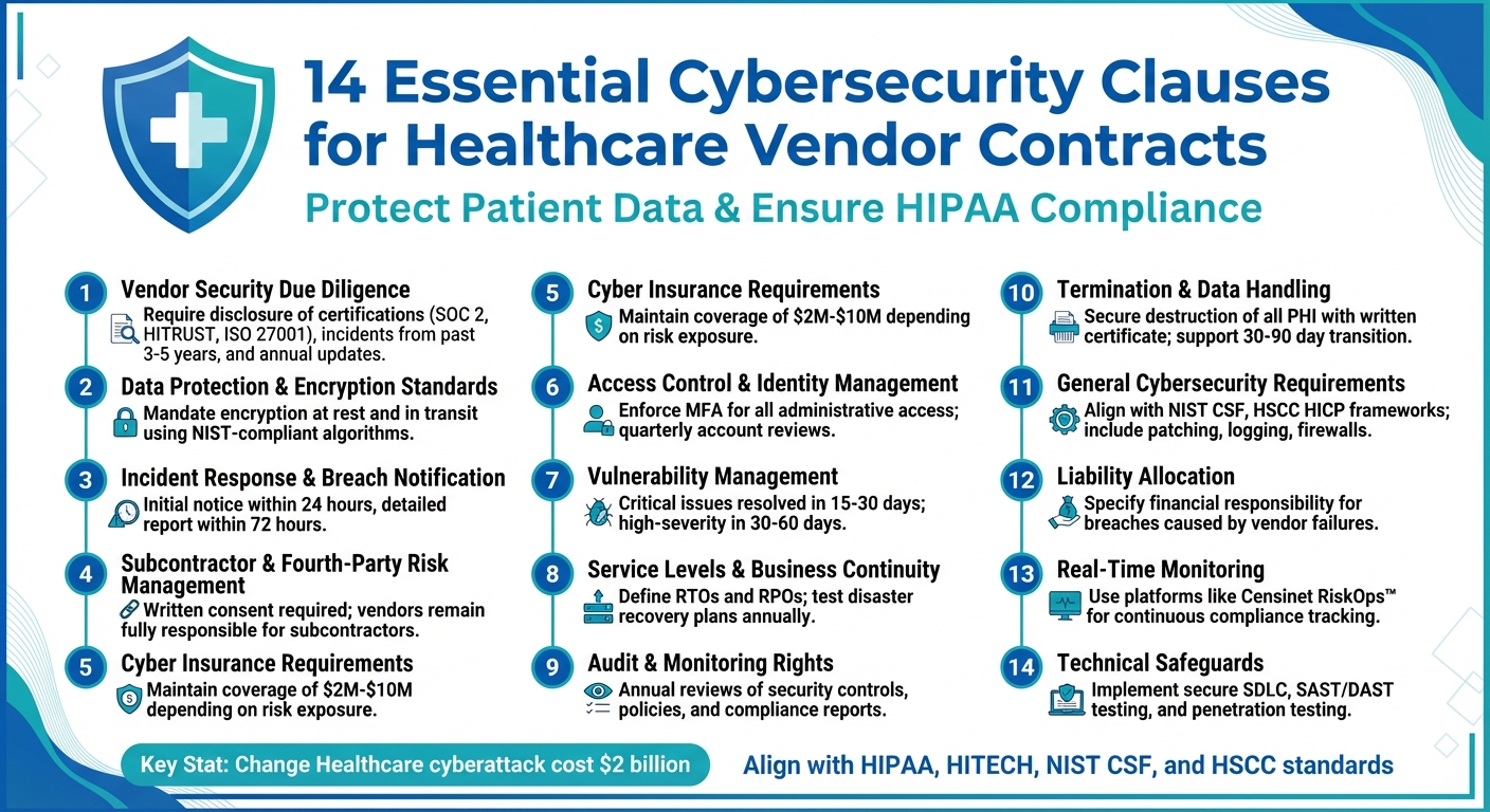 14 Essential Cybersecurity Clauses for Healthcare Vendor Contracts