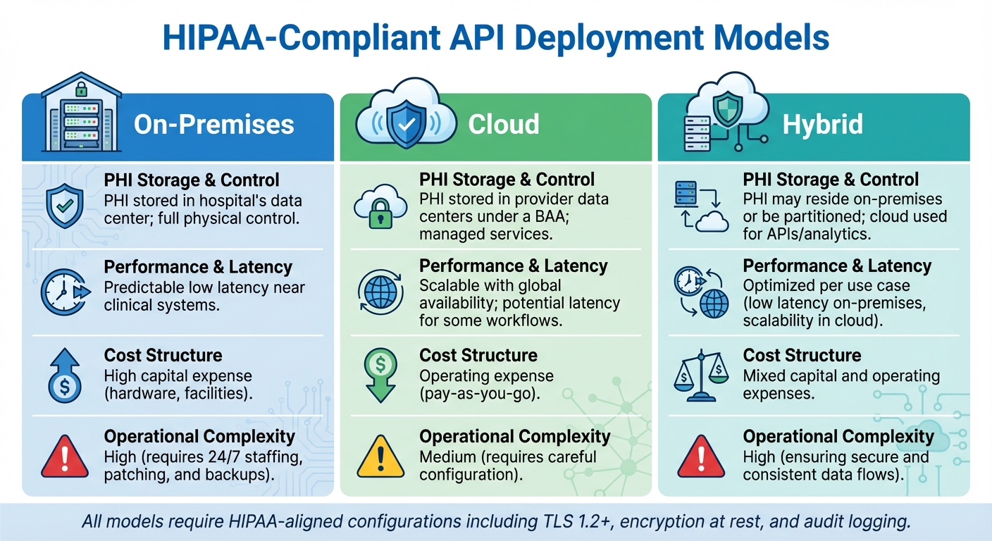 HIPAA-Compliant API Deployment Models: On-Premises vs Cloud vs Hybrid Comparison