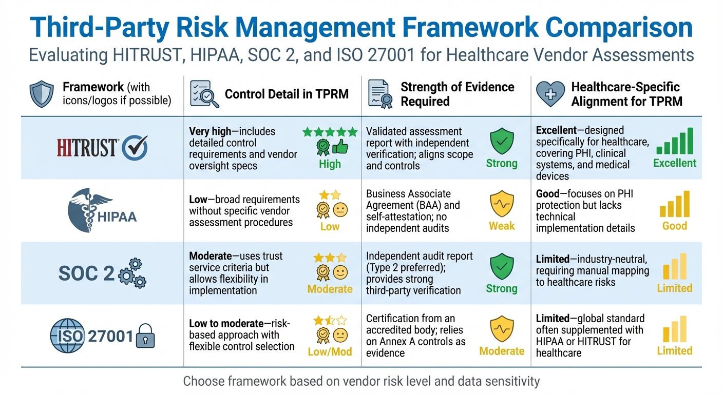 HITRUST vs HIPAA vs SOC 2 vs ISO 27001 Third-Party Risk Management Comparison