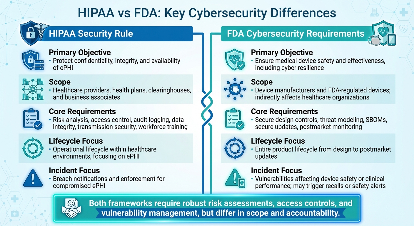HIPAA vs FDA Cybersecurity Requirements for IoT Medical Devices
