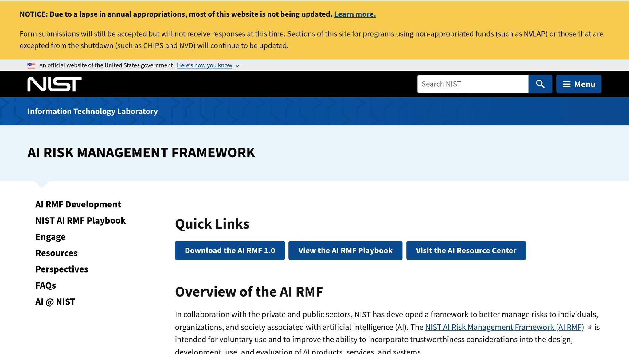 NIST AI Risk Management Framework