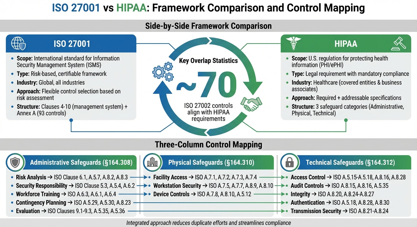 ISO 27001 vs HIPAA Framework Comparison and Control Mapping