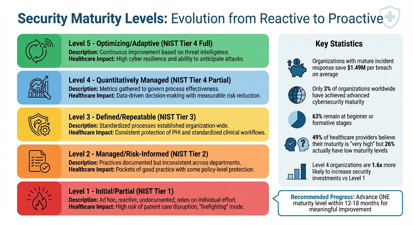 Security Maturity Levels in Healthcare: From Initial to Optimizing