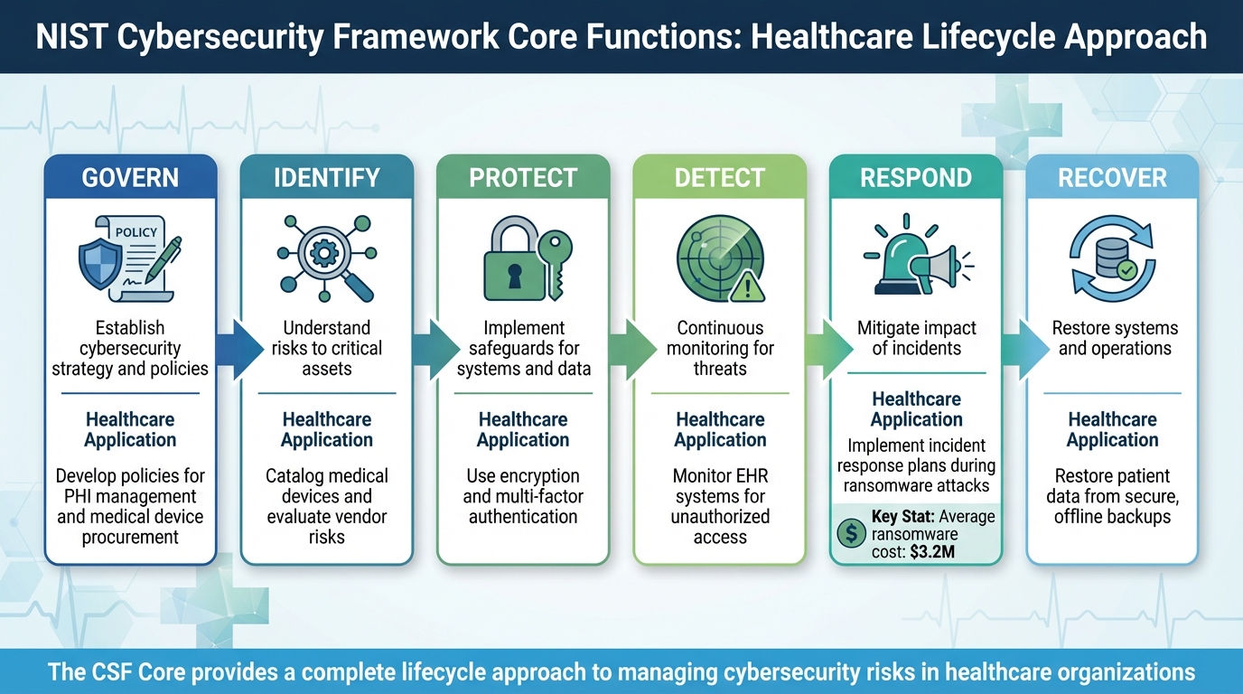 NIST Cybersecurity Framework Core Functions for Healthcare