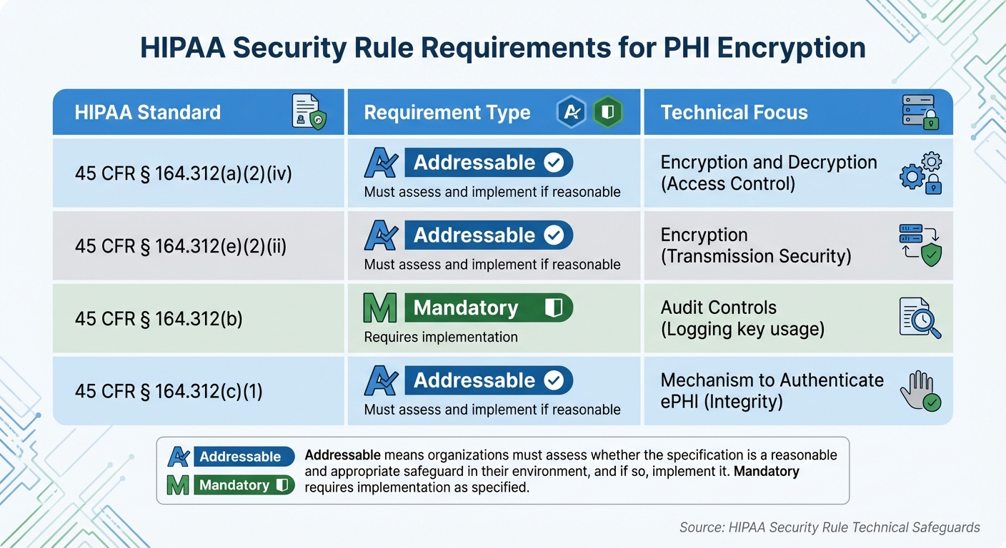 HIPAA Security Rule Requirements for PHI Encryption and Key Management