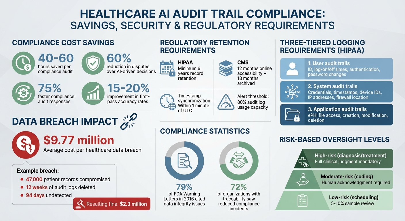 Healthcare AI Audit Trail Benefits and Requirements: Key Statistics and Compliance Data