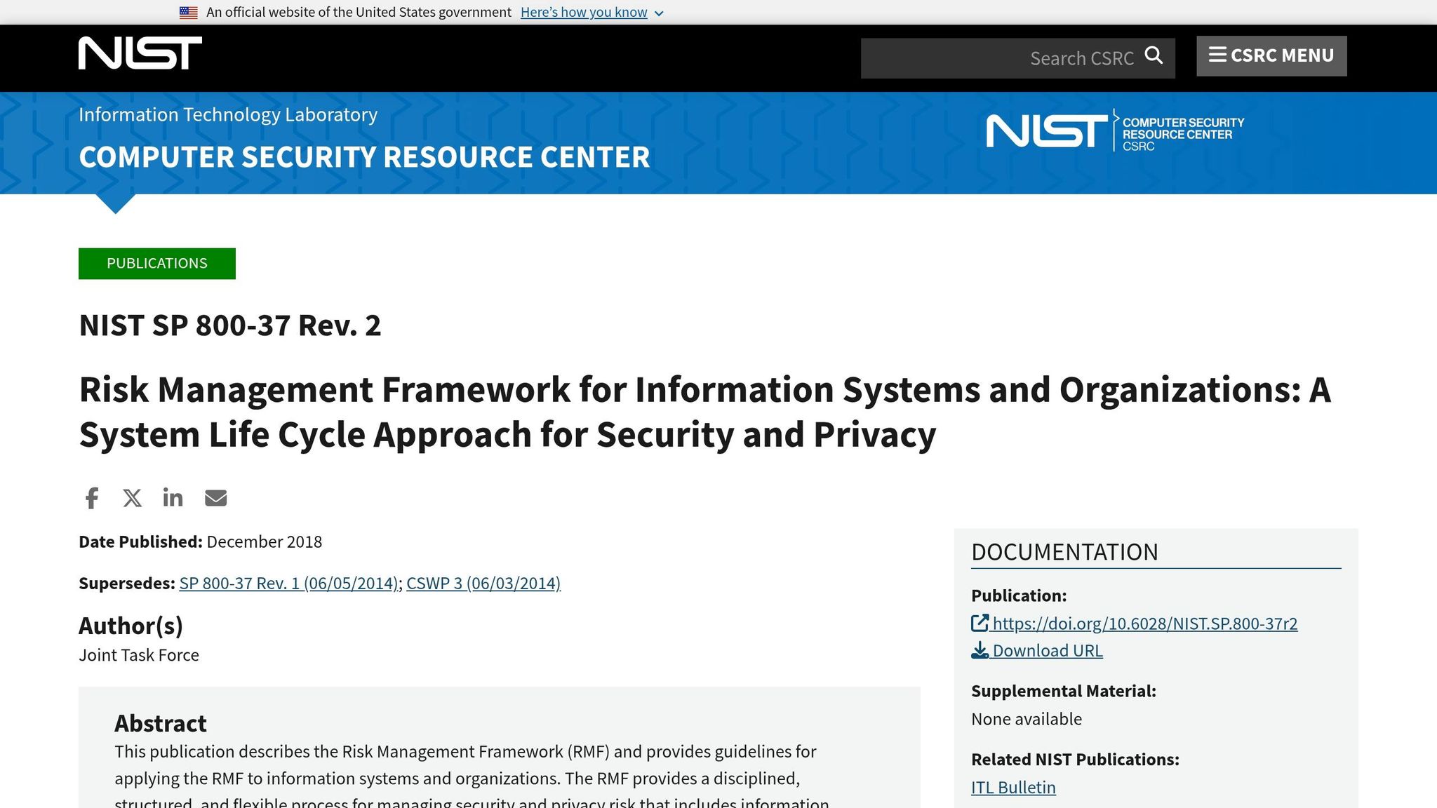 NIST Risk Management Framework