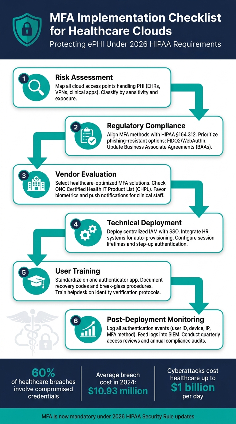 MFA Implementation Checklist for Healthcare Clouds