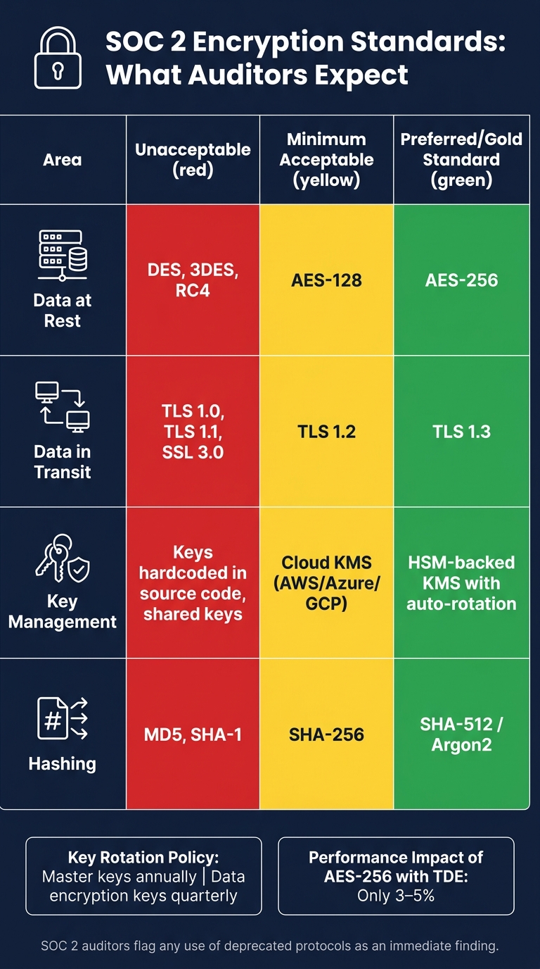 SOC 2 Encryption Standards: Acceptable vs. Unacceptable Protocols