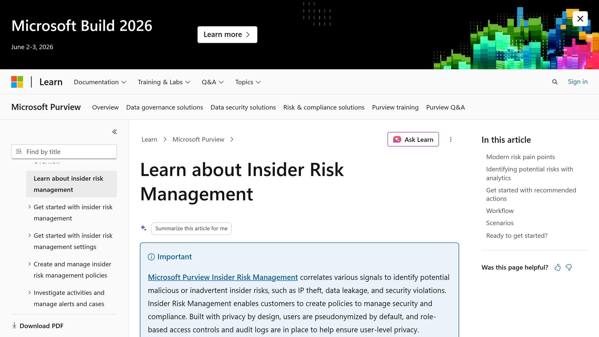 Microsoft 365 Insider Risk Management