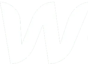 Stylized white letter W with curved design on transparent background.