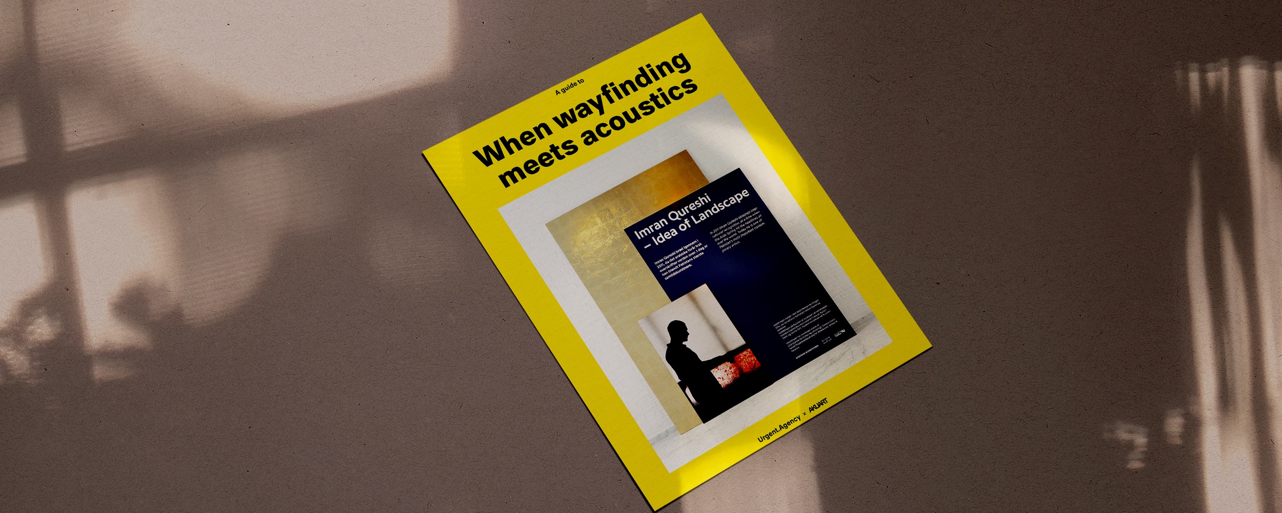 Gul pamflet hvorpå der står When wayfinding meets acoustics