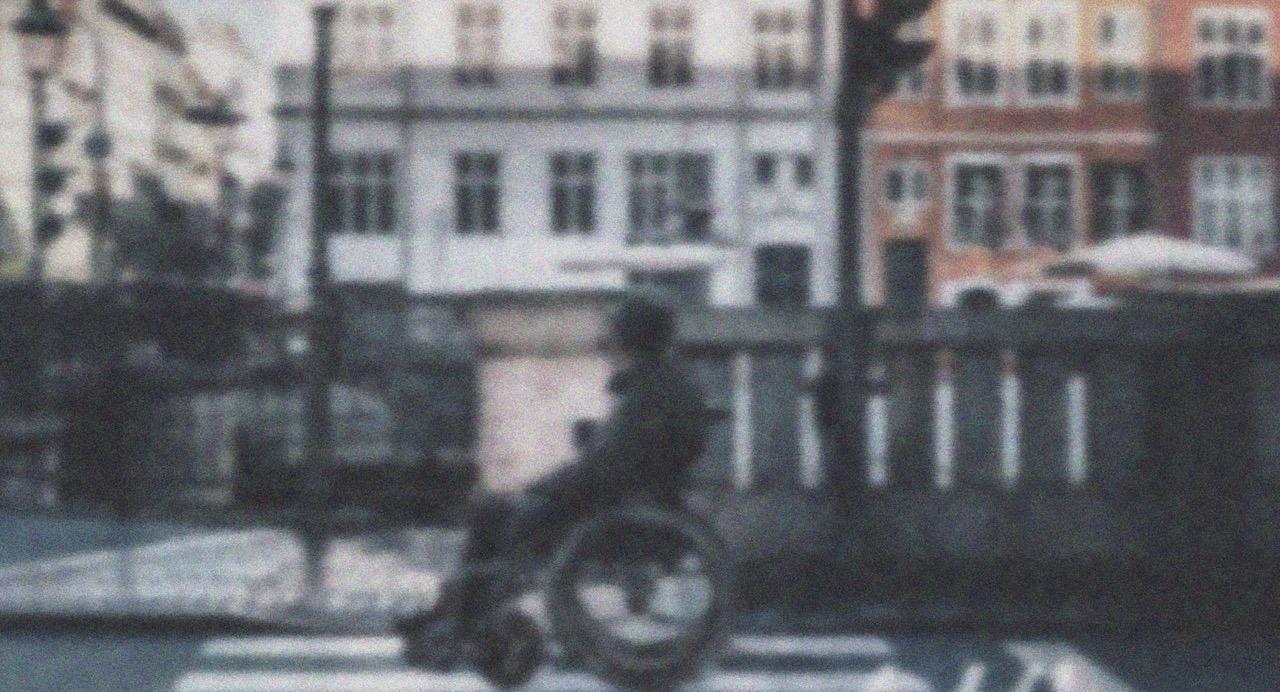 Grovkortnet foto af en kørestolsbruger ved rækværket i Nyhavn