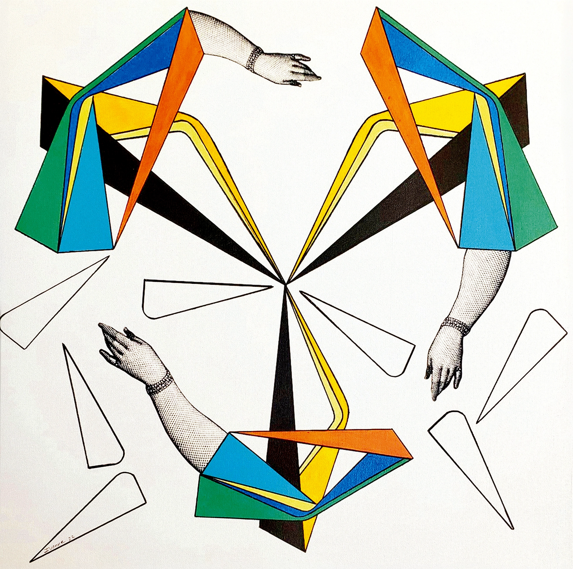 From the Equilibrium Series: On White III, 2022 Mixed Media on Canvas | 21 x 21 inches