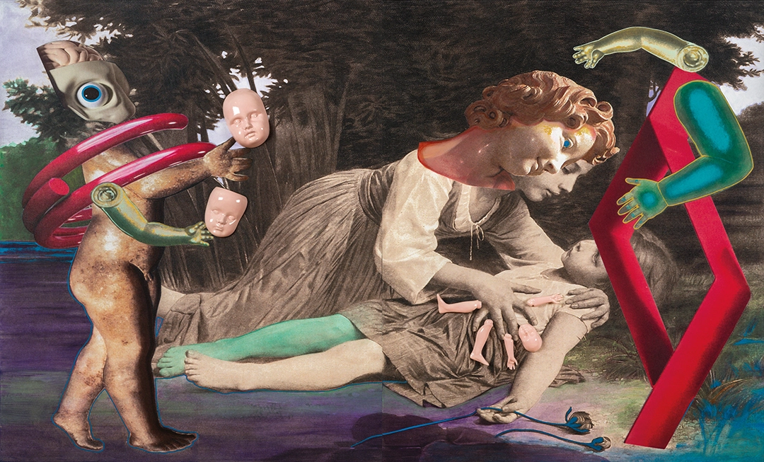 From the A veces es para siempre (Sometimes it's forever) Series Contrapunto en el tiempo I (Counterpoint in Time II) Mixed media and ceramic on canvas | 36 x 60 inches