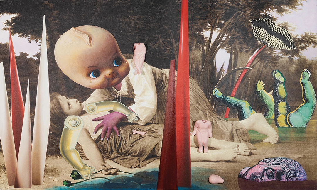 From the A veces es para siempre (Sometimes it's forever) Series Contrapunto en el tiempo I (Counterpoint in Time I) Mixed media and ceramic on canvas | 36 x 60 inches