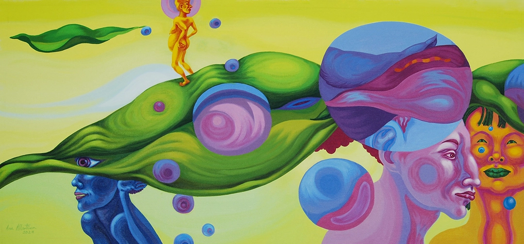 Tell Me Your Story I (Cuéntame tu historia I), 2024 Acrylic on Canvas | 24 x 44 Inches